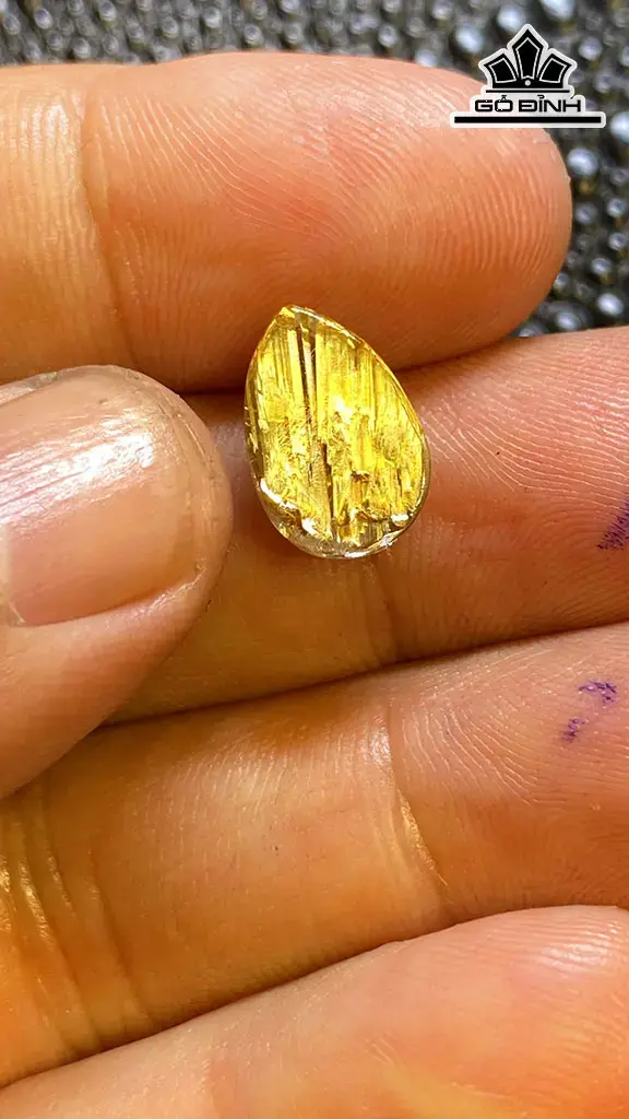 Mặt Dây Chuyền Đá Thạch Anh Tóc Vàng Cao 13 Ngang 8,6 Sâu 6 (mm) 1g