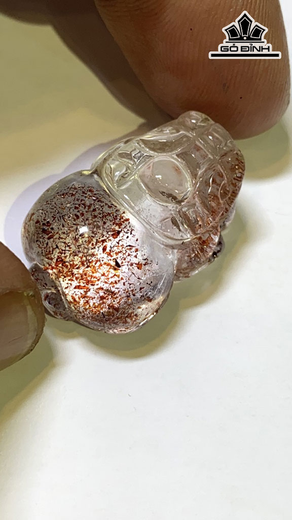 Mặt Dây Chuyền Tỳ Hưu Đá Thạch Anh Tóc Dâu Tây Cao 25 Ngang 16,5 Sâu 11,8 (mm) 7,8g