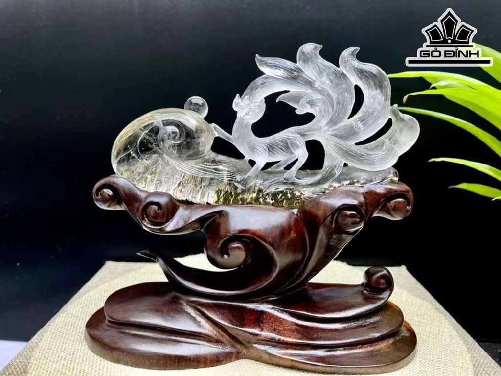 Tác Phẩm Hồ Ly Đá Thạch Anh Ưu Linh Cao 198 Ngang 93 Sâu 39 (mm) 368g