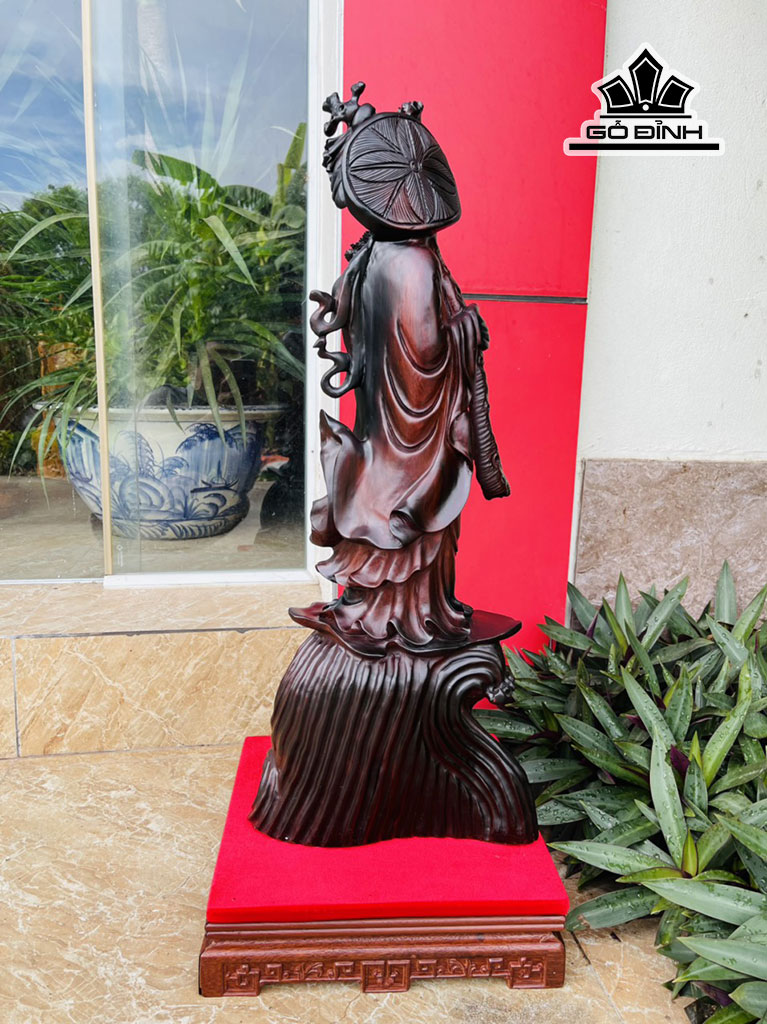 Tượng Đạt Ma Giáo Hóa Gỗ Trắc Cao 66 Cả Kỷ Cao 75 Ngang 28 Sâu 20 (cm)