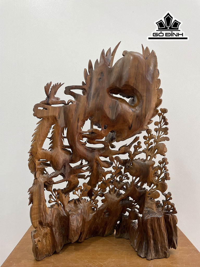 Tượng Bách Điểu Gỗ Bách Xanh Cao 85 Ngang 60 Sâu 27 (cm)