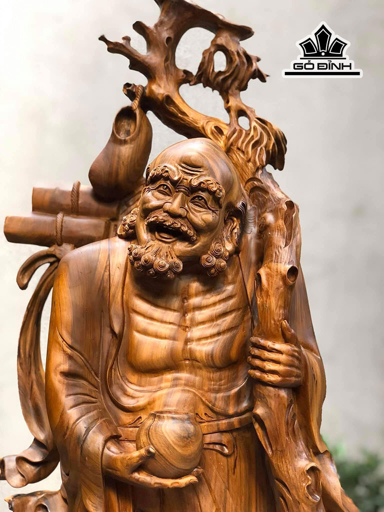 Tượng Đạt Ma Sư Tổ Quá Hải Gỗ Bách Xanh Cao 110 Ngang 36 Sâu 20 (cm)