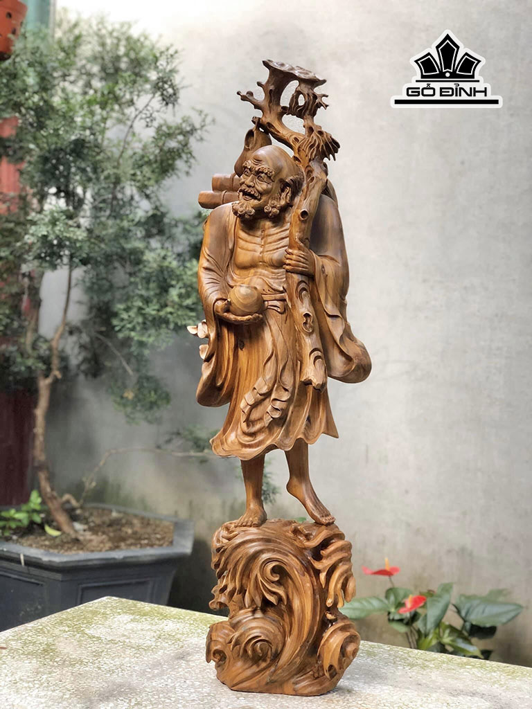 Tượng Đạt Ma Sư Tổ Quá Hải Gỗ Bách Xanh Cao 110 Ngang 36 Sâu 20 (cm)