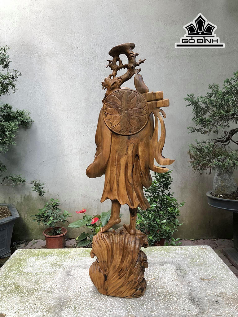 Tượng Đạt Ma Sư Tổ Quá Hải Gỗ Bách Xanh Cao 110 Ngang 36 Sâu 20 (cm)