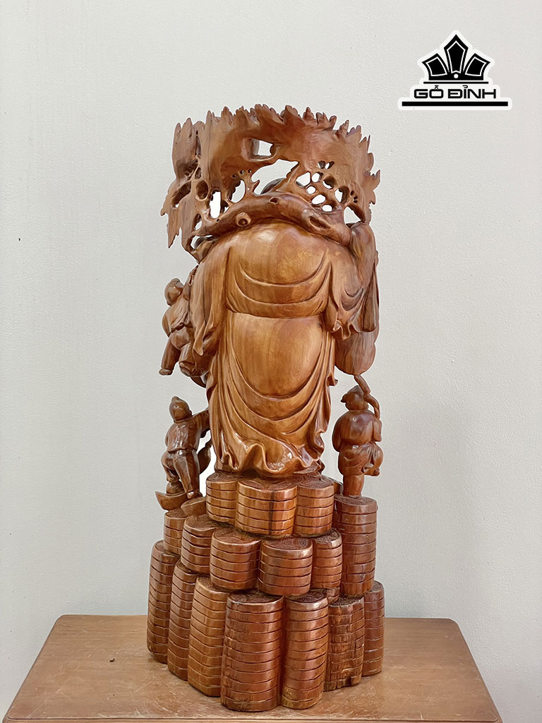 Tượng Phật Di Lặc Ngũ Phúc Gỗ Ngọc Am Cao 90 Ngang 40 Sâu 32 (cm)