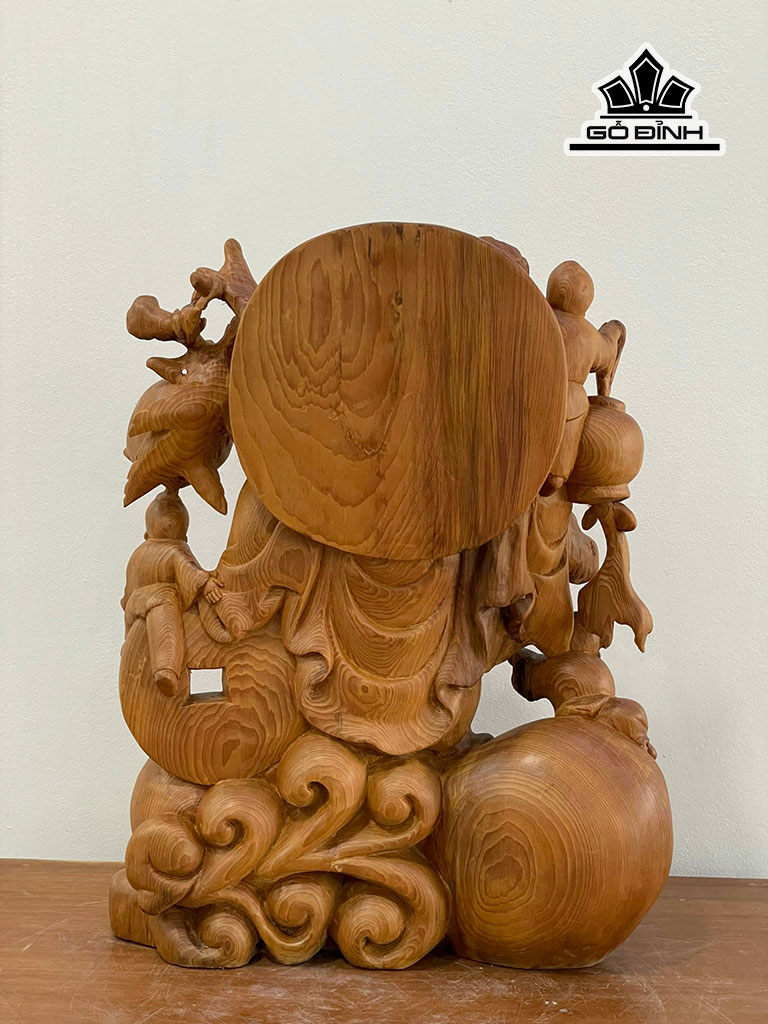 Tượng Phật Di Lặc Tam Phúc Gỗ Ngọc Am Cao 55 Ngang 43 Sâu 20 (cm)