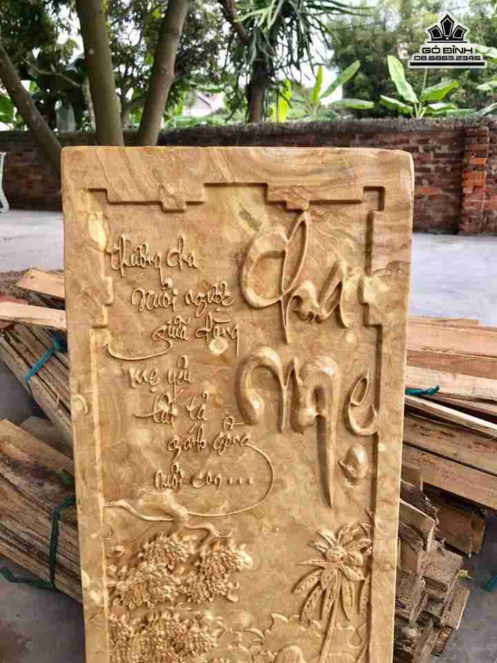 Tranh chữ cha mẹ gỗ nu nghiến  1