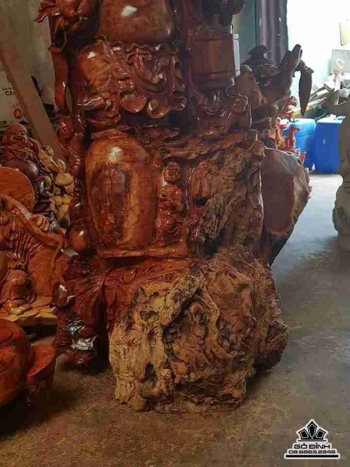 Phật di lặc ngũ phúc đứng chum tiền gỗ sụn hương 3