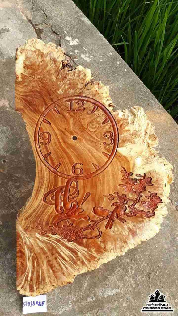 Đồng hồ chữ tâm gỗ nu nghiến  1
