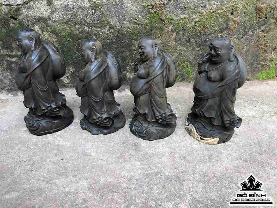 Phật di lặc vác bao tiền gỗ mun sừng  5