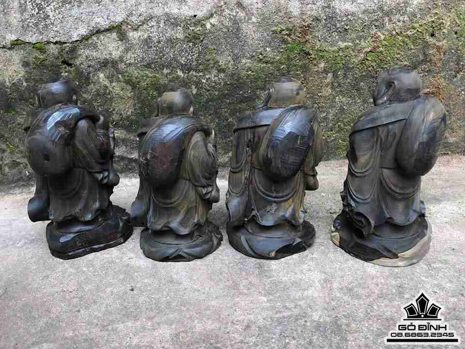 Phật di lặc vác bao tiền gỗ mun sừng  6