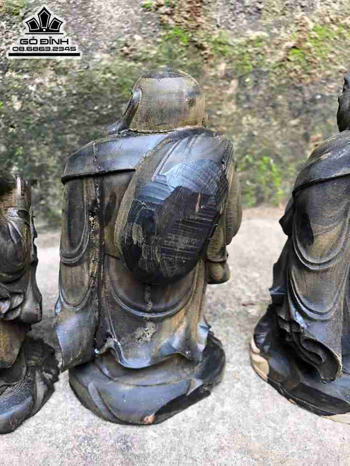 Phật di lặc vác bao tiền gỗ mun sừng  9