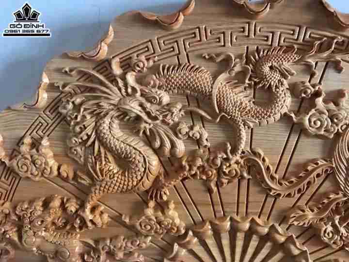 Quạt tứ linh gỗ pơ mu  4