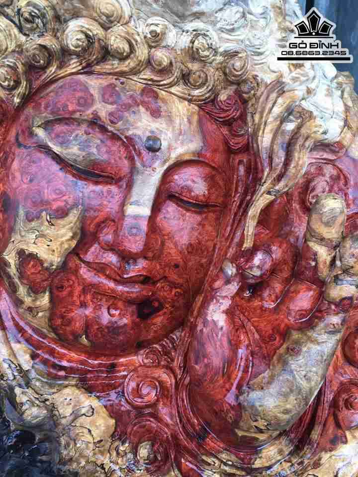 Mặt phật gỗ nu hương   2