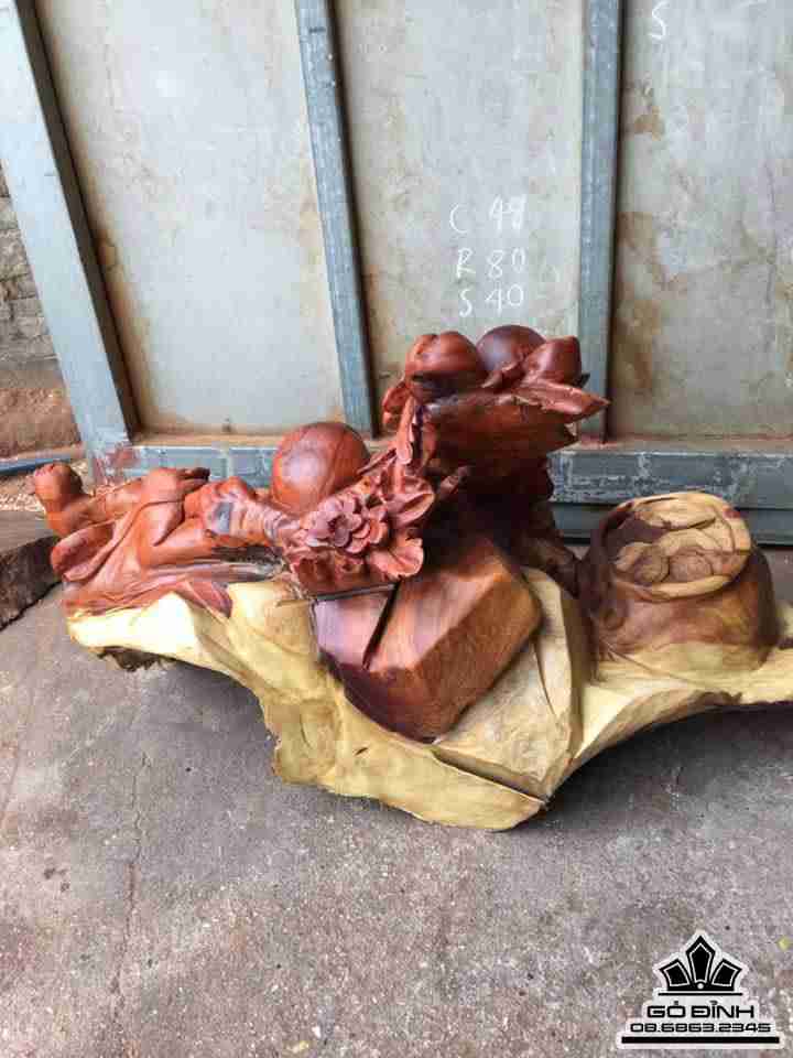 Phật di lặc và nhị phúc gỗ hương  3