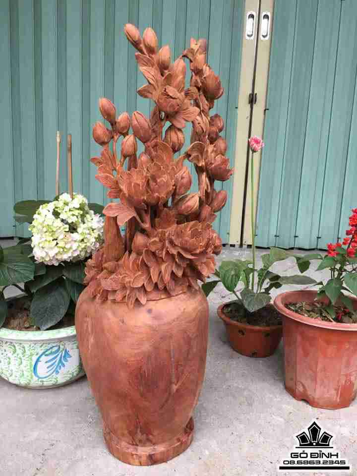 Bình hoa phù dung gỗ hương 2