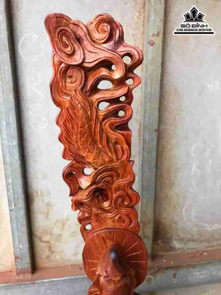 Phật Bà Quan Âm cưỡi rồng gỗ hương 2