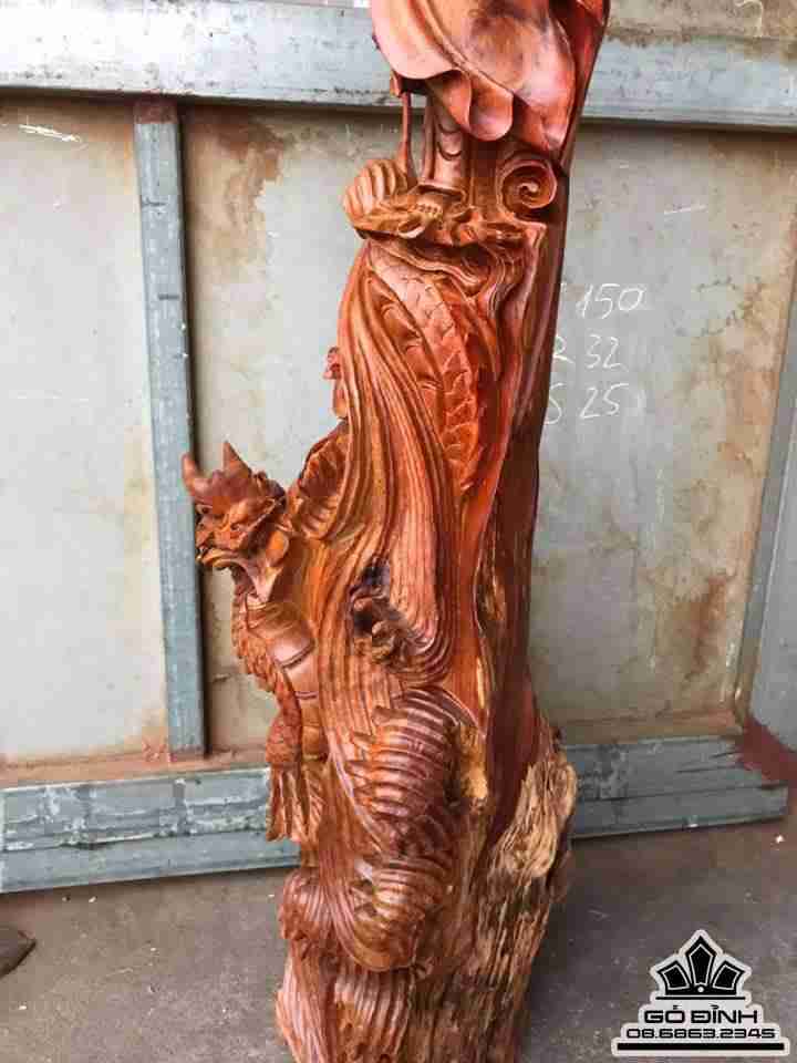 Phật Bà Quan Âm cưỡi rồng gỗ hương 7