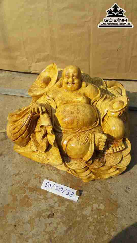 Phật di lặc gỗ nu nghiến 50x50x35 1