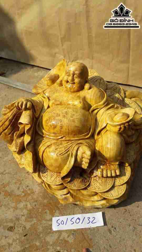 Phật di lặc gỗ nu nghiến 50x50x35 2