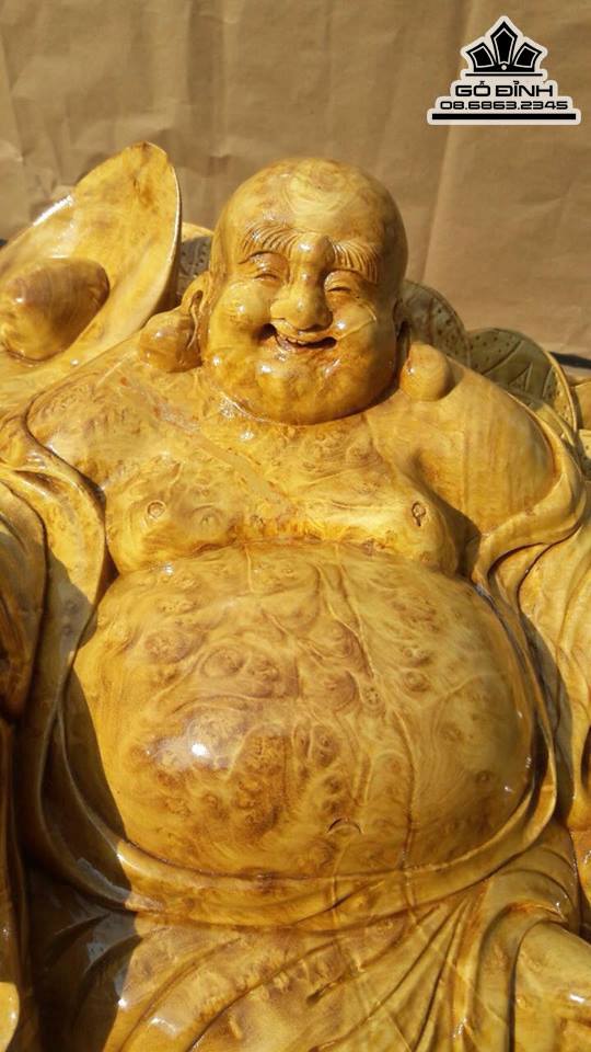 Phật di lặc gỗ nu nghiến 50x50x35 5