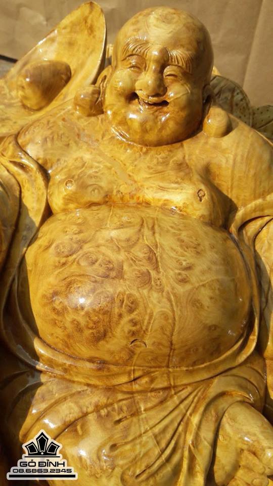 Phật di lặc gỗ nu nghiến 50x50x35 6