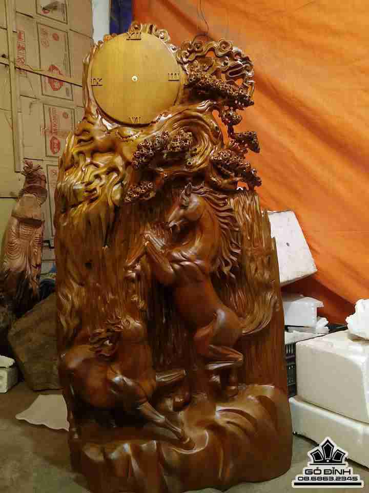 Đồng hồ song mã gỗ xá xị thơm nức 1m25x66x20 1