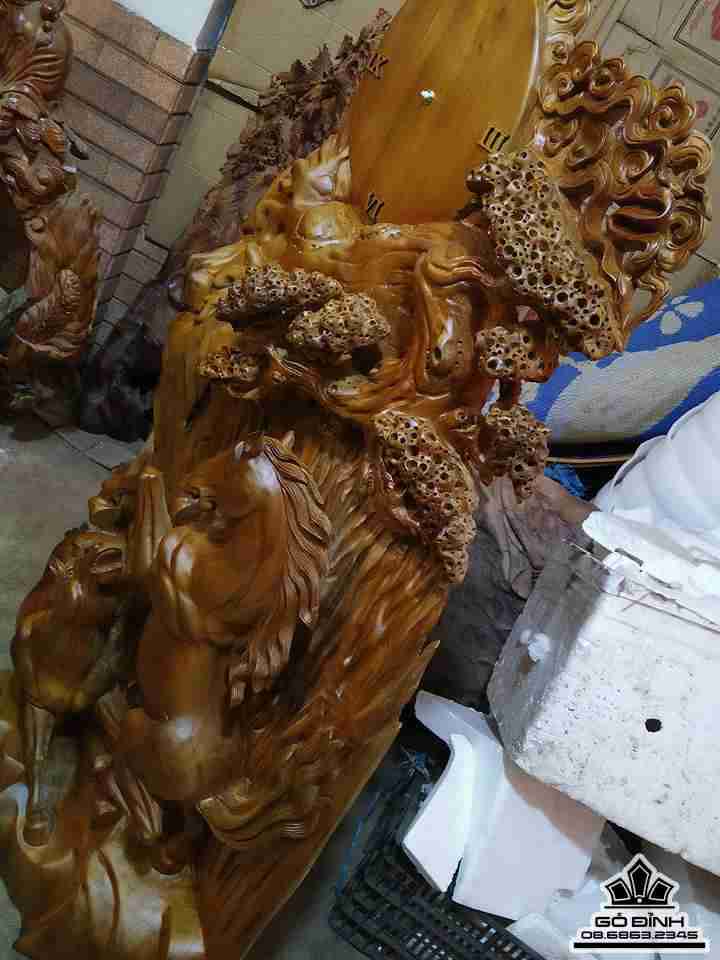 Đồng hồ song mã gỗ xá xị thơm nức 1m25x66x20 2