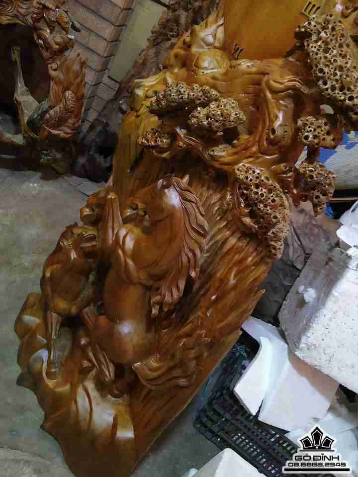 Đồng hồ song mã gỗ xá xị thơm nức 1m25x66x20 3