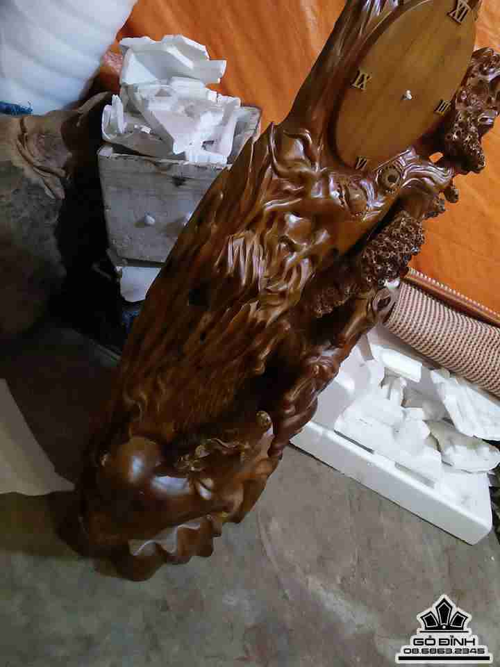 Đồng hồ song mã gỗ xá xị thơm nức 1m25x66x20 6