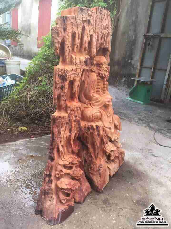 Đạt ma ngồi thiền gỗ chun hương 88x86x26 2