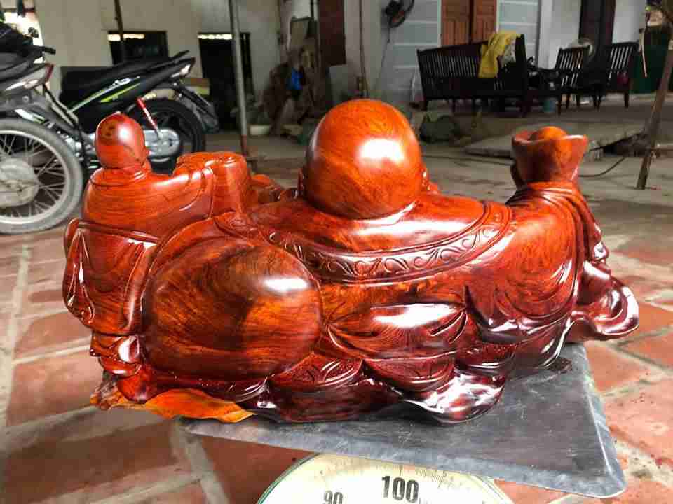 Phật di lặc nhất phúc gỗ hương 23x57x29 6