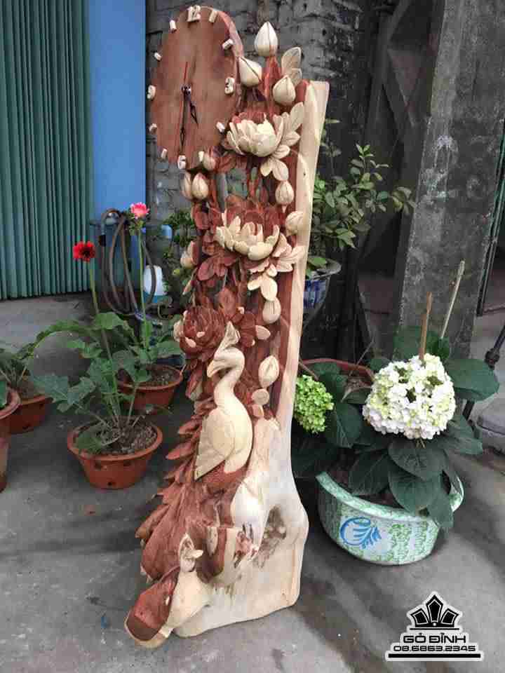 Đồng hồ phu thiên viên mãn gỗ hương 1m03x46x42  2