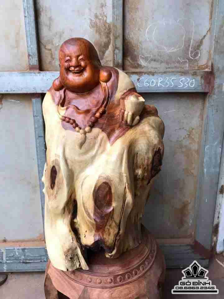 Phật di lặc gỗ hương 60x35x30 1