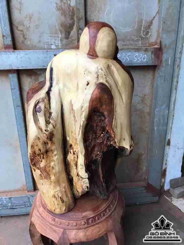 Phật di lặc gỗ hương 60x35x30 4
