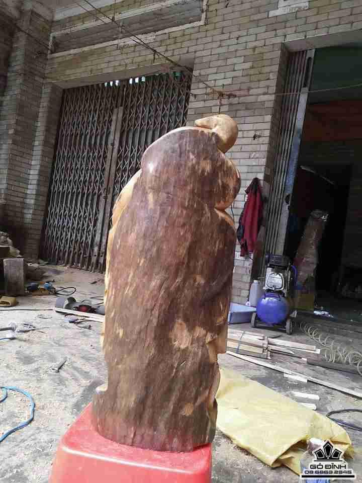 Phật di lặc vác gậy như ý gỗ xá xị thơm 50x20x20 5