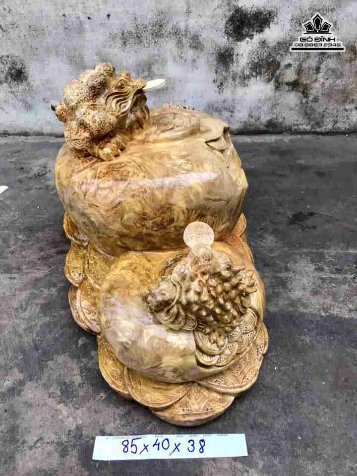 Cóc chum phú quý gỗ nu nghiến 85x40x38 2
