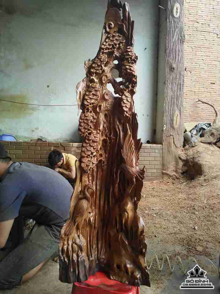 Hạc đậu vách núi gỗ xá xị thơm 1m15x30x15 1