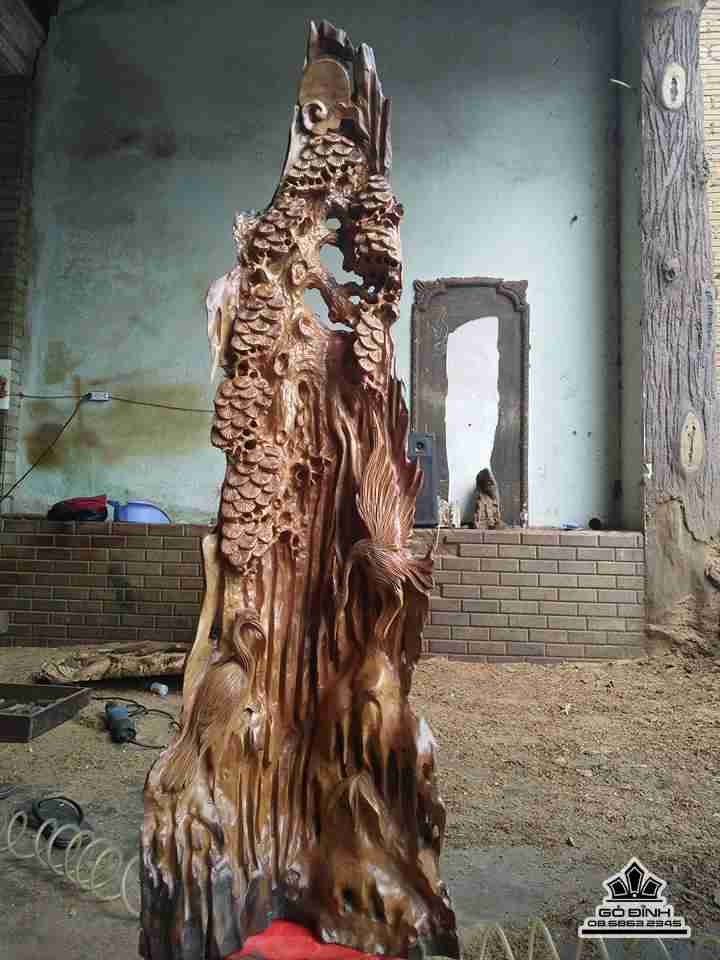 Hạc đậu vách núi gỗ xá xị thơm 1m15x30x15 2