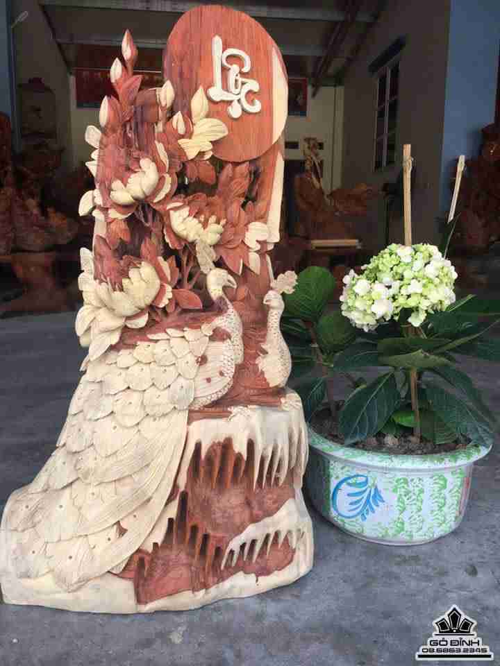 Phu thê viên mãn gỗ hương  79x46x26 2