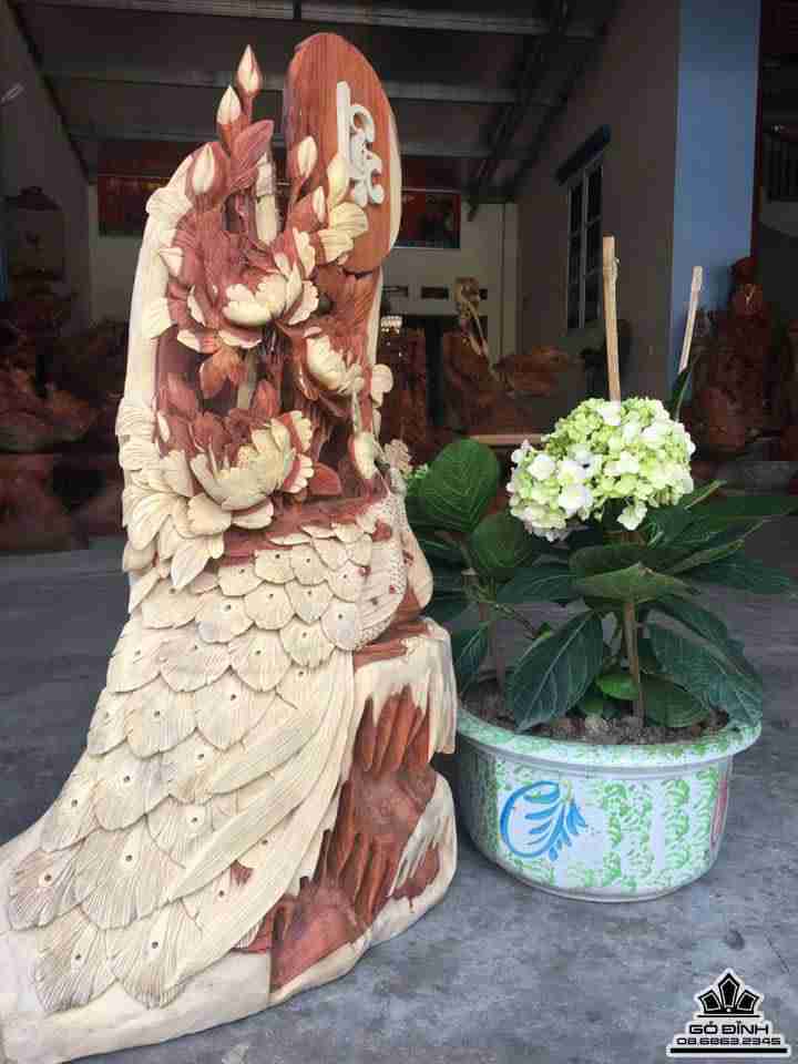 Phu thê viên mãn gỗ hương  79x46x26 3