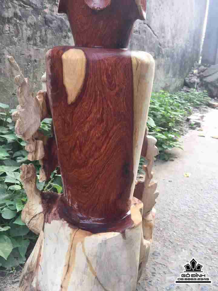 Phu thê viên mãn gỗ hương 62x45x30 4