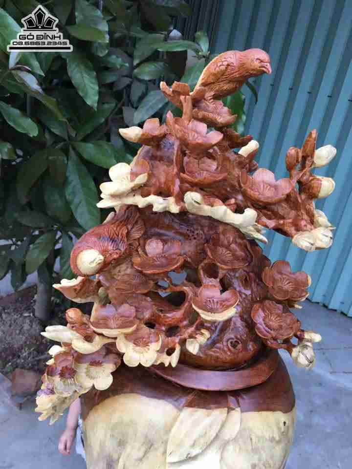 Bình mai điểu gỗ hương 76x30x30 4