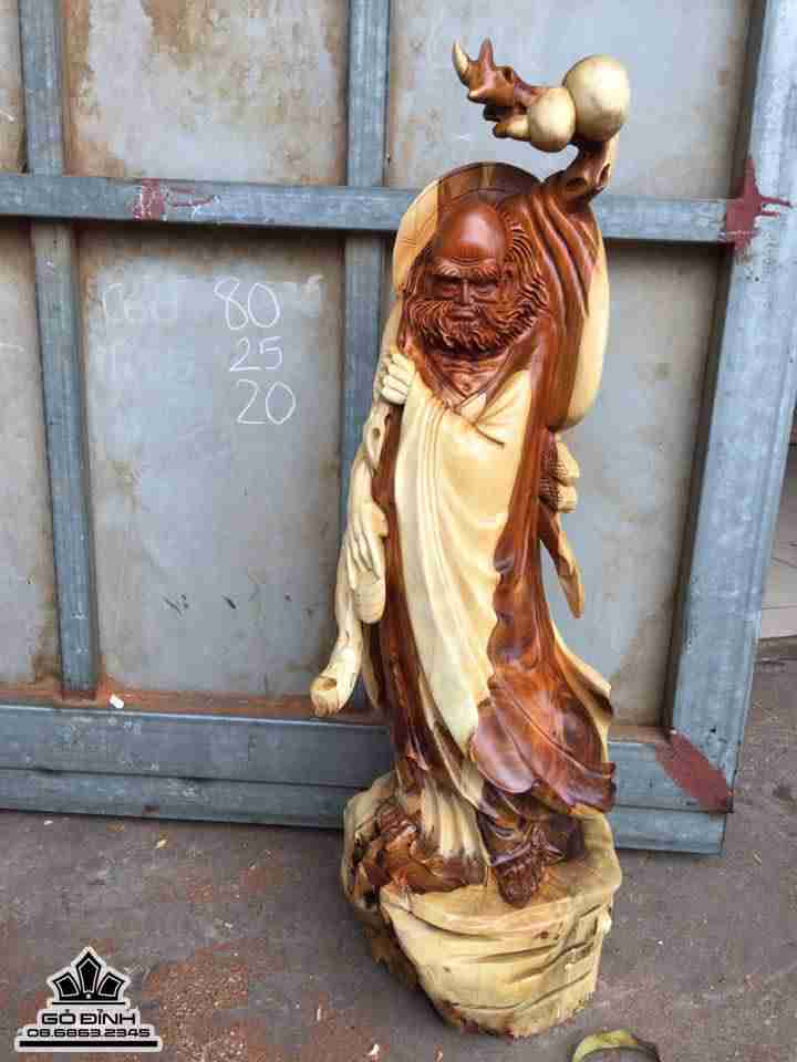 Đạt ma sư tổ gỗ hương 80x25x20