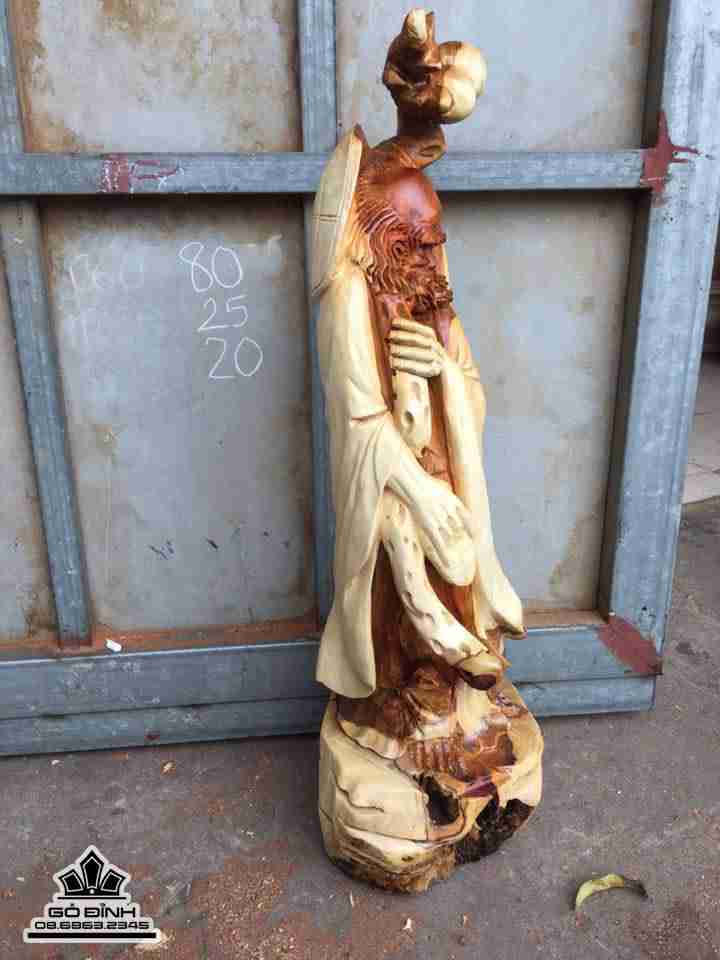 Đạt ma sư tổ gỗ hương 80x25x20