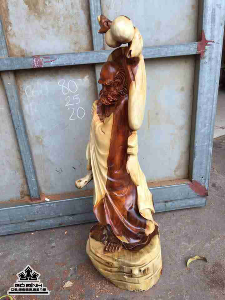 Đạt ma sư tổ gỗ hương 80x25x20