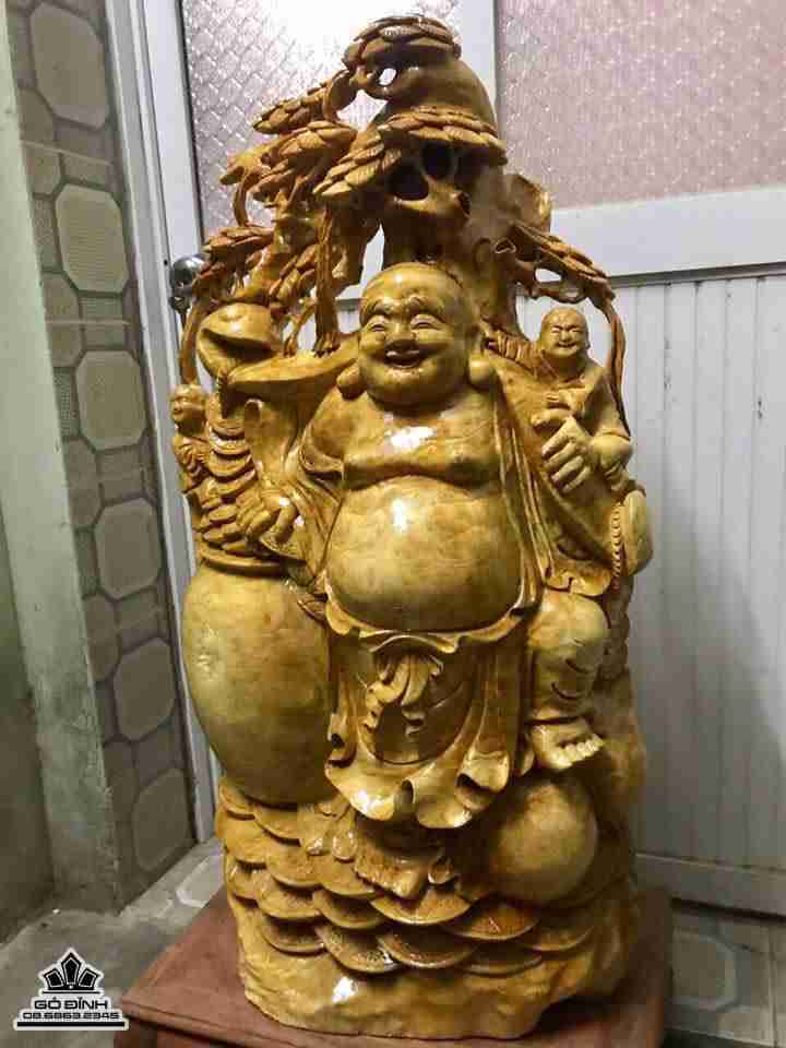 Phật di lặc gỗ nu kháo 88x50x23 1