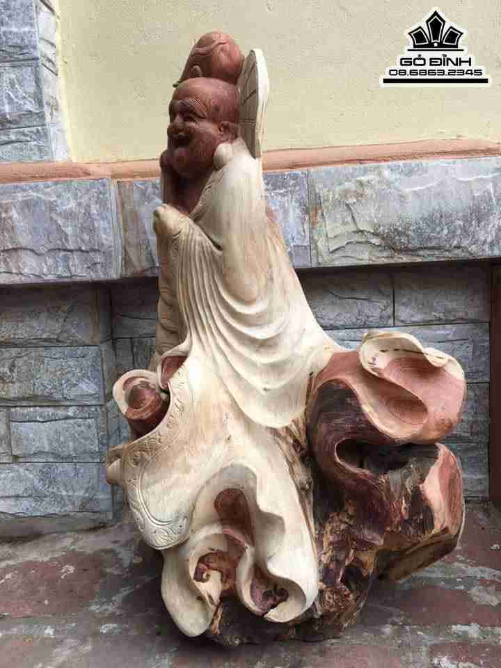 Phật di lặc chúc phúc gỗ hương 73x46x37 4