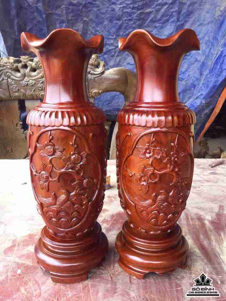 Lục bình Tùng Trúc Cúc  Mai  gỗ hương 60x20x20 2