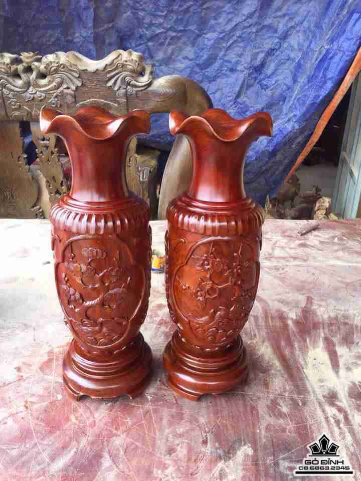 Lục bình Tùng Trúc Cúc  Mai  gỗ hương 60x20x20 3